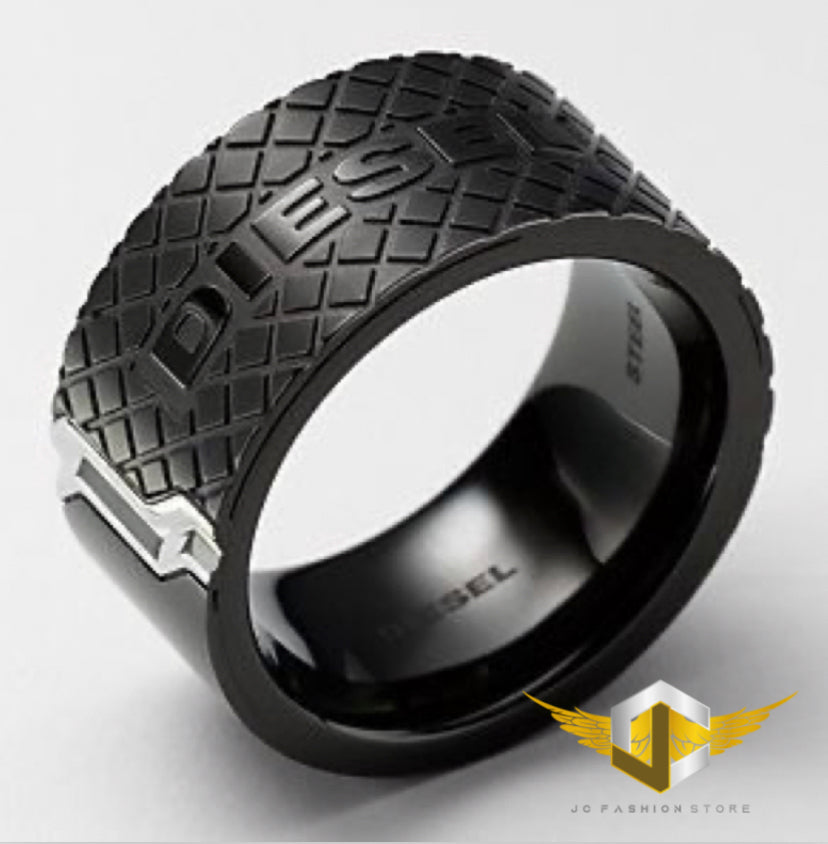 Diesel Men's Black Stainless Steel Ring DX0405 Sz 9