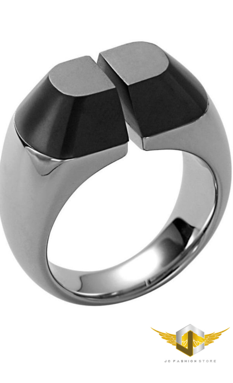 DIESEL LADIES BLACK STAINLESS STEEL RING DX0459