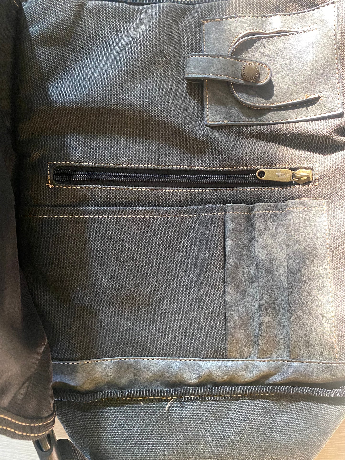 Diesel Vintage Multi Pocket Leather Cargo Messenger Bag