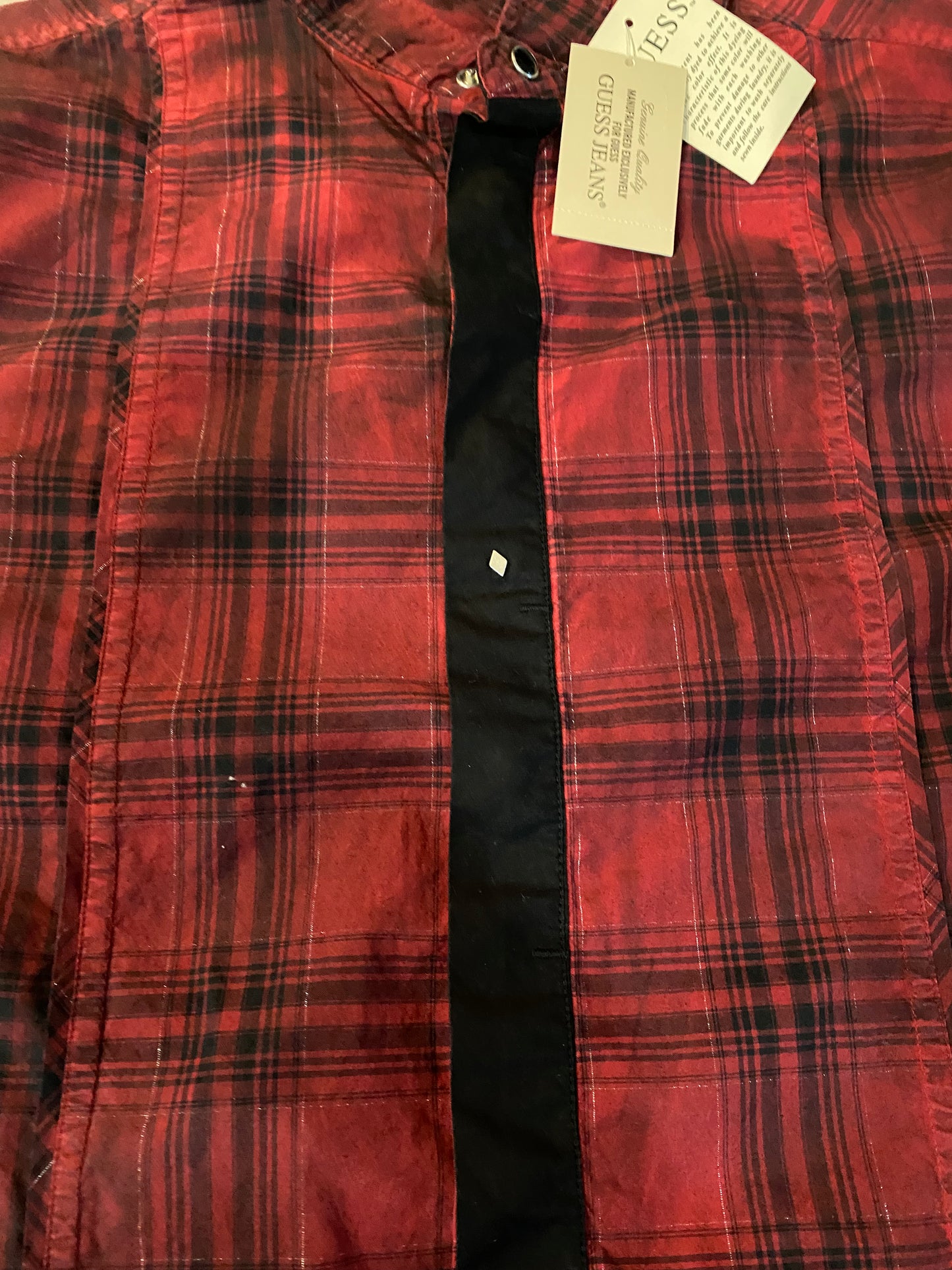 Guess Long Sleeve Snap Shirt Havana Red Men's Sz L
