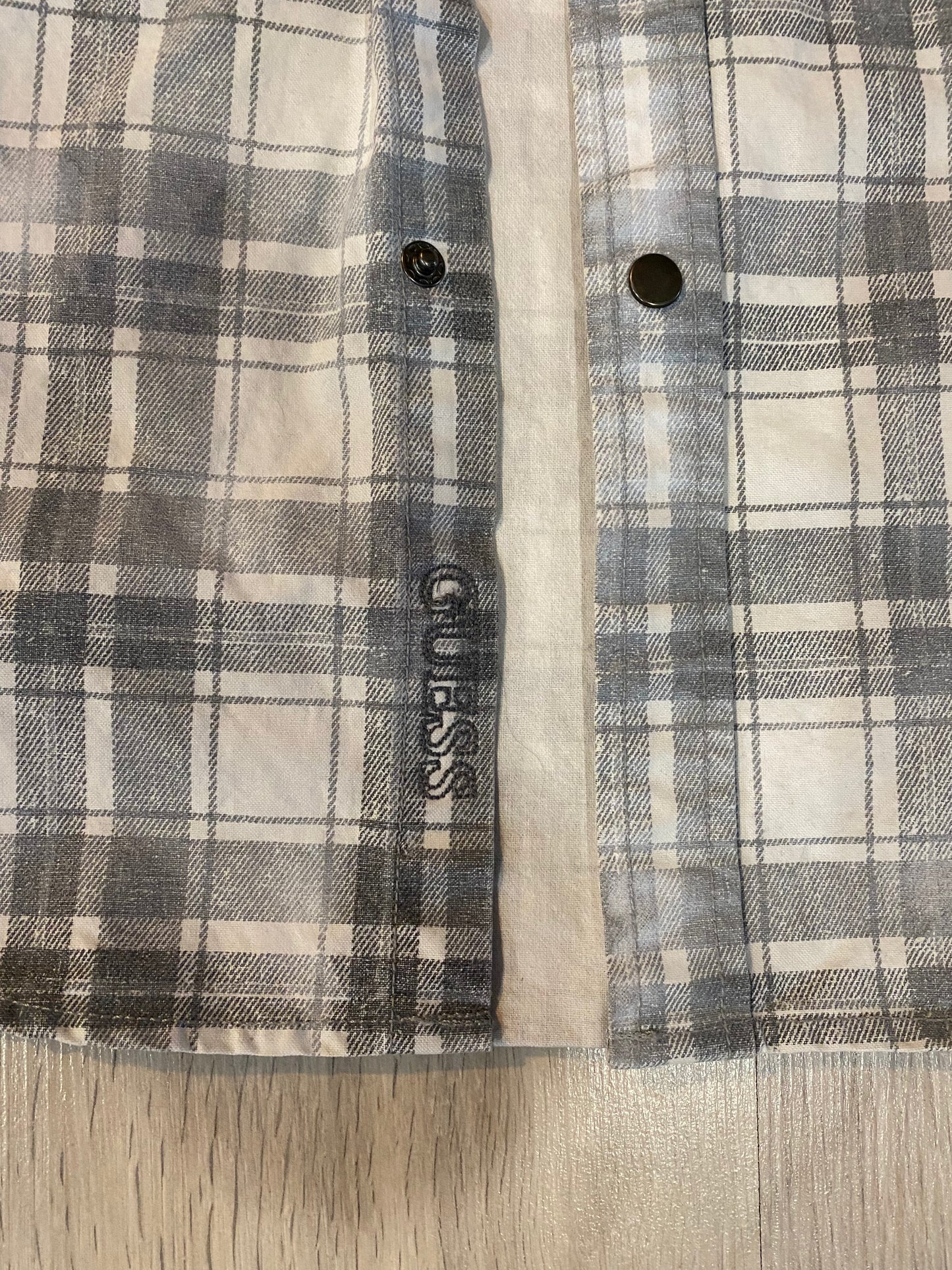 Guess Long Sleeve Snap Shirt Iron Grey Men's Sz XS
