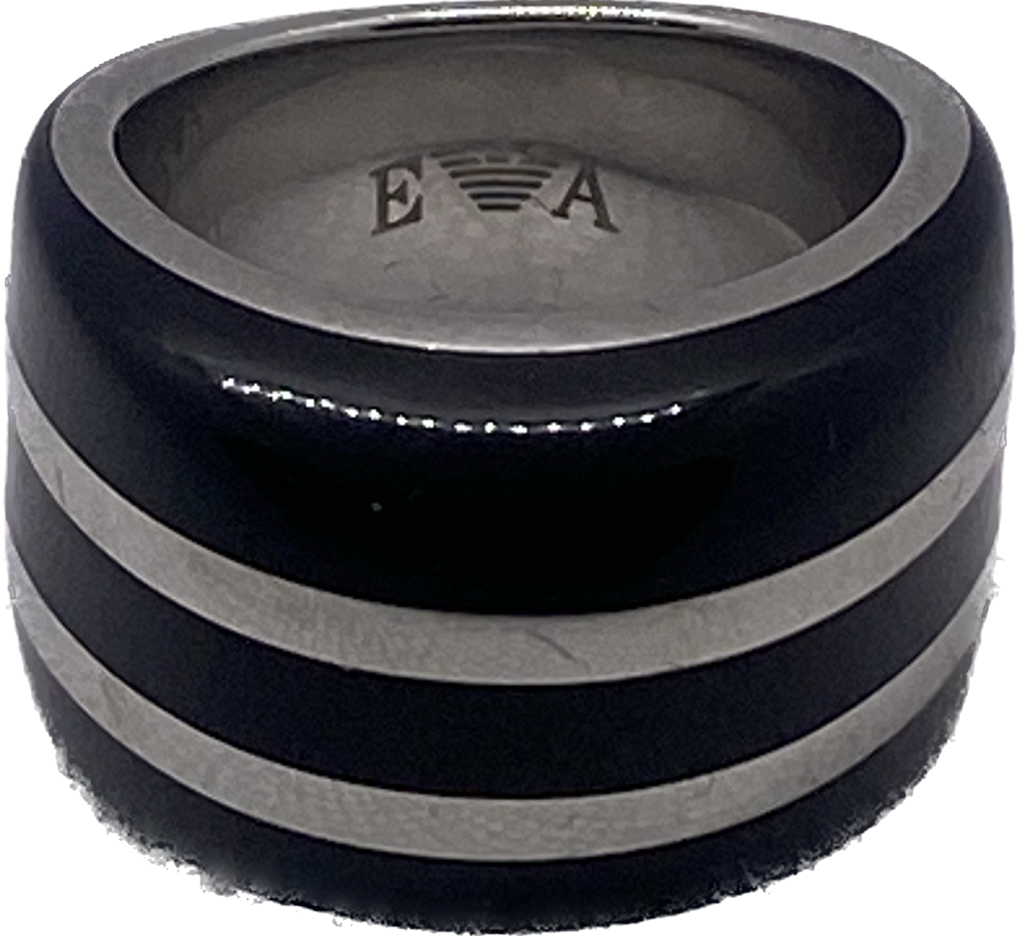 EMPORIO ARMANI LADIE'S RING BLACK/SILVER COLLECTION Sz. 6