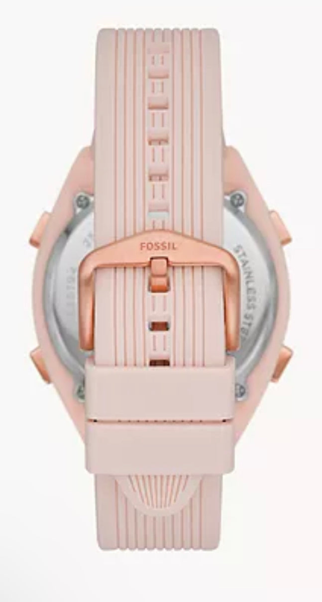 Fossil Everett Solar-Powered Digital Pink Silicone Watch  ES5194