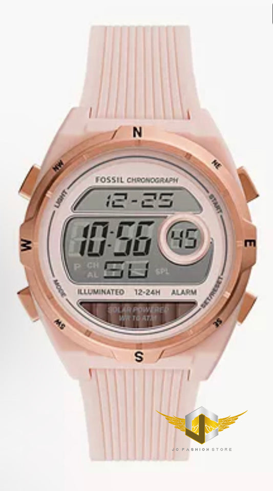 Fossil Everett Solar-Powered Digital Pink Silicone Watch  ES5194