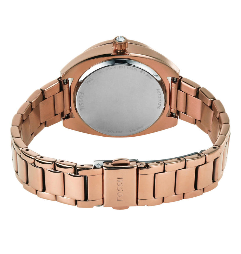 Fossil BQ3728 Vale Automatic Rose Gold-Tone Stainless Steel Watch