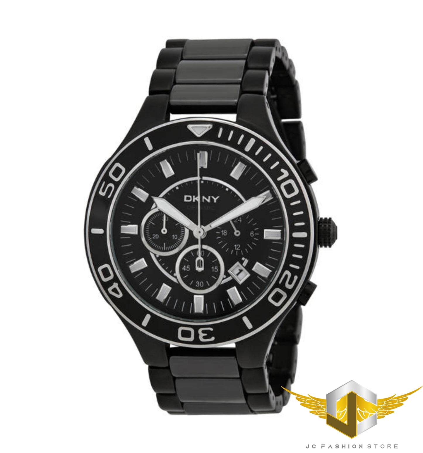 DKNY MEN'S CHRONOGRAPH BLACK CERAMIC COLLECTION WATCH NY1490