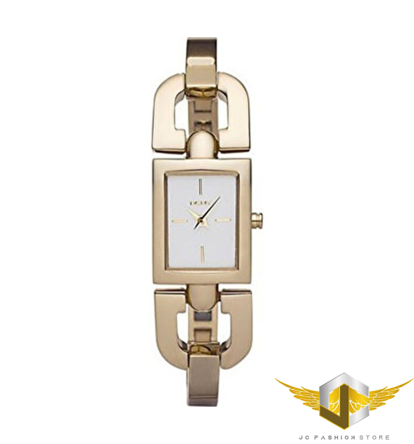 DKNY LADIES LUXURY DRESS WATCH GOLD ION PLATED BANGLE NY8128