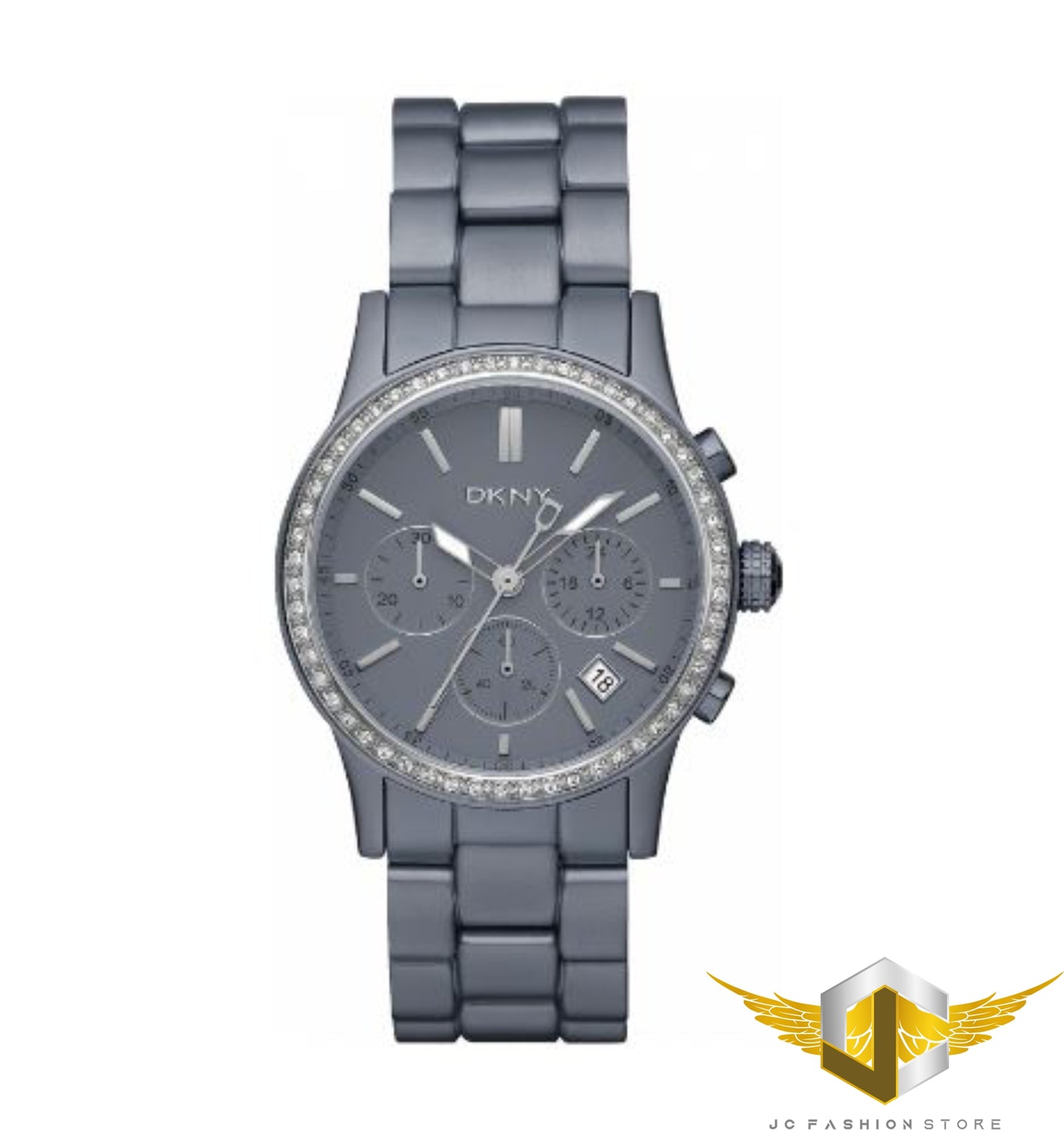 DKNY LADIE'S CRYSTALS SEXY GREY CHRONOGRAPH WATCH NY8325