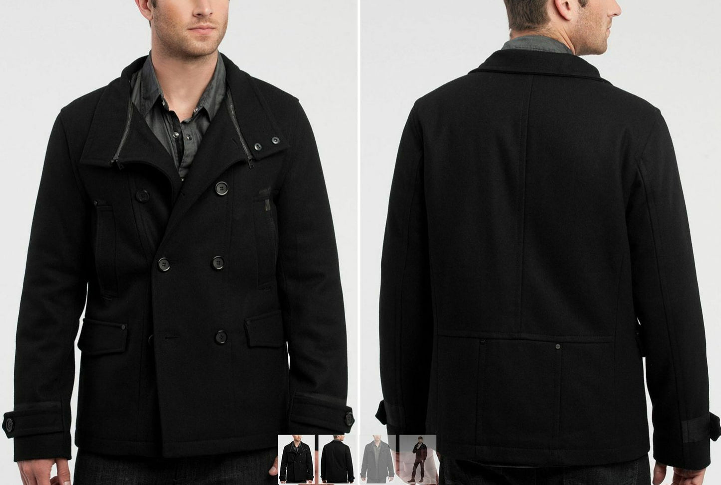 GUESS COLLECTION MEN'S WOOL ZIP COLLAR JACKET Sz. L