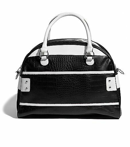 G byGUESS LINDSEY TRAVEL DOME CROCO BLACK MULTI TOTE HANDBAG