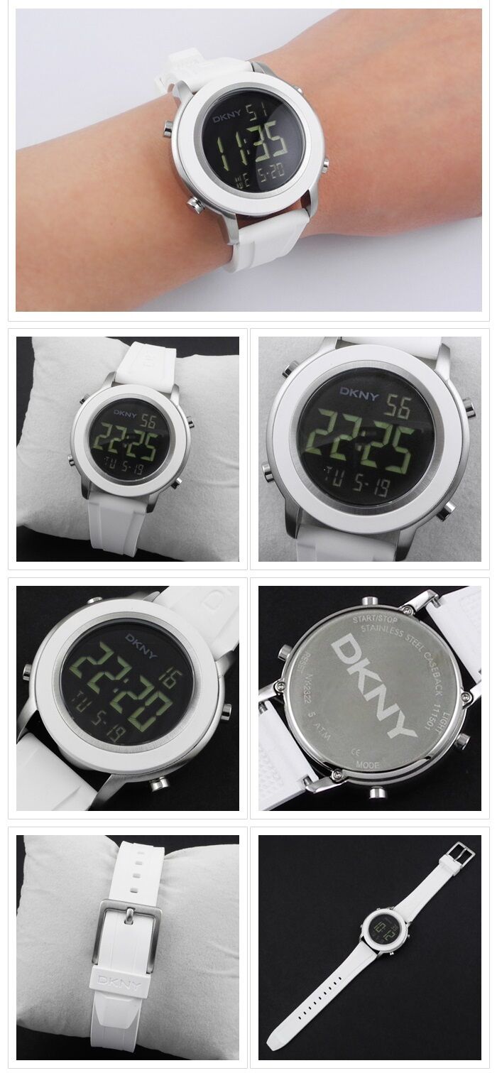 DKNY WHITE RUBBER DIGITAL COLLECTION WATCH NY2322