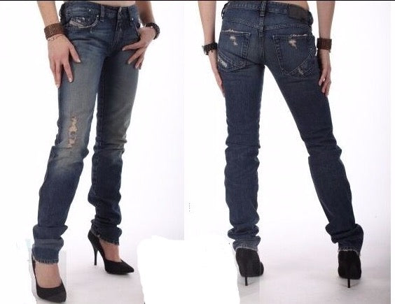 NWT $270 DIESEL DESTROY WOMEN'S JEANS LHELA 0073W Sz. 25