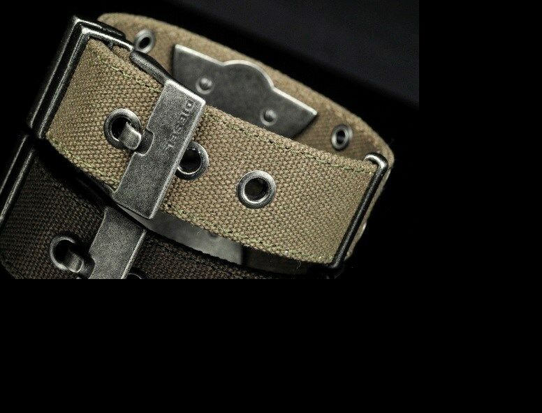 DIESEL MEN'S COMMANDER BRAVE MEN LOGO CANVAS BRACELET DX0565