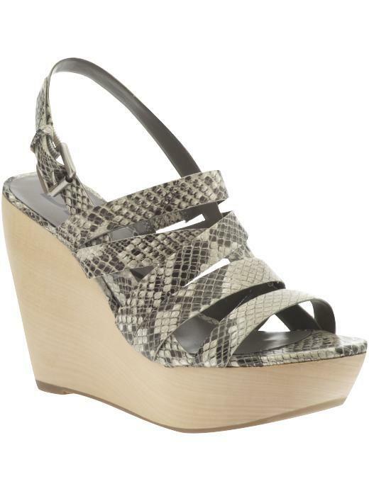 DKNYC LADIES NIKKI SANDALS SNAKE LIGHT GRAY HEELS S 7.5