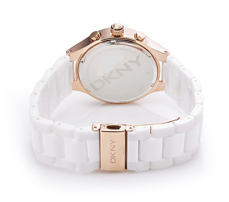 DKNY WOMEN'S CERAMIC ROSE GOLD CRISTALS COLLECTION WATCH NY2225