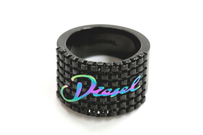 DIESEL LADIES RAINBOW LOGO MESH STEEL RING DX0346