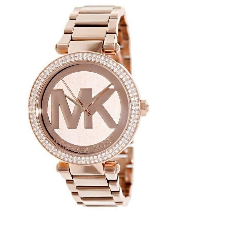 MICHAEL KORS WOMEN'S ROSE GOLD LOGO CRYSTALS WATCH MK5865