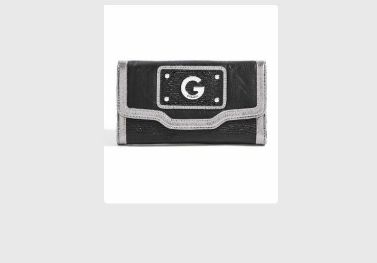 g by guess women's Taralynn Checkbook Black Wallet