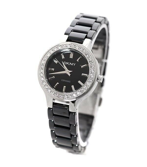 DKNY LADIES CRYSTALS CERAMIC COLLECTION SILVER WATCH NY4980