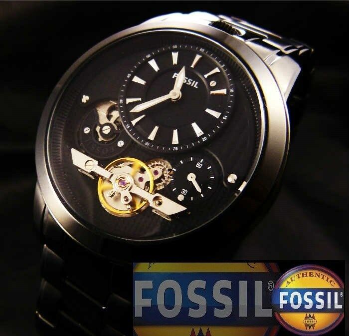 FOSSIL MEN'S TWIST SKELETON COLLECTION BLACK TOP WATCH ME1131