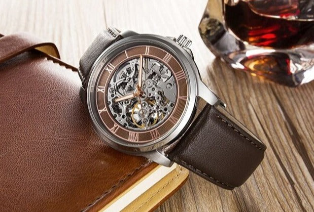 KENNETH COLE MEN'S AUTOMATIC SKELETON LUXURY BROWN WATCH KC1745