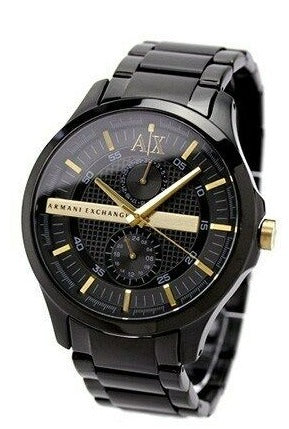 ARMANI EXCHANGE MEN'S COLLECTION THREE-HAND BLACK STEEL WATCH AX2121