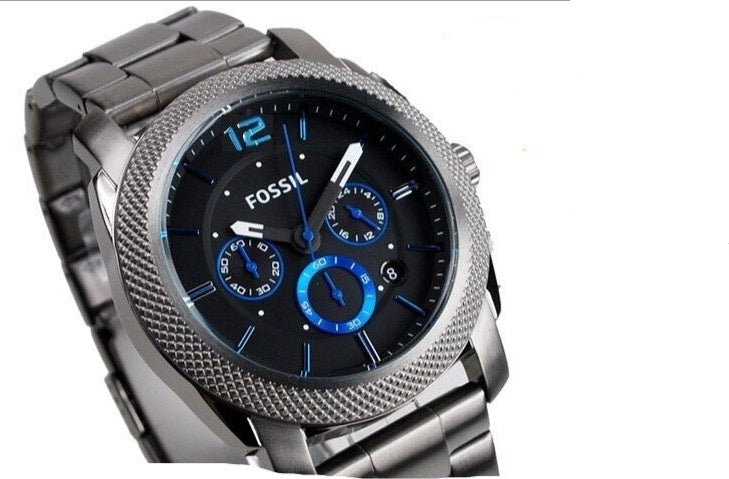 FOSSIL MEN'S LUXURY BLUE GUNMETAL MATCH AMAZING WATCH BQ1727