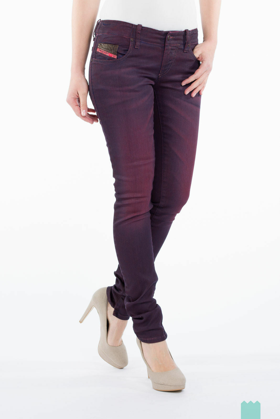 Diesel Womens Marron Red (purple) Super Skinny Grupee jeans