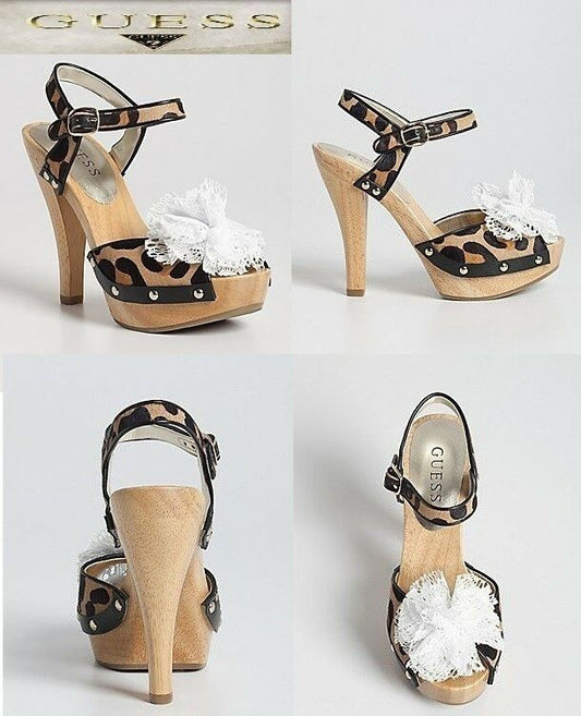 GUESS LADIES VELARE ANIMAL PRINT HELLS SHOES   Sz. 9.5