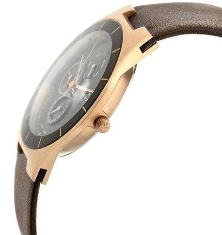 SKAGEN MEN'S LUXURY BROWN LEATHER WATCH SKW6058