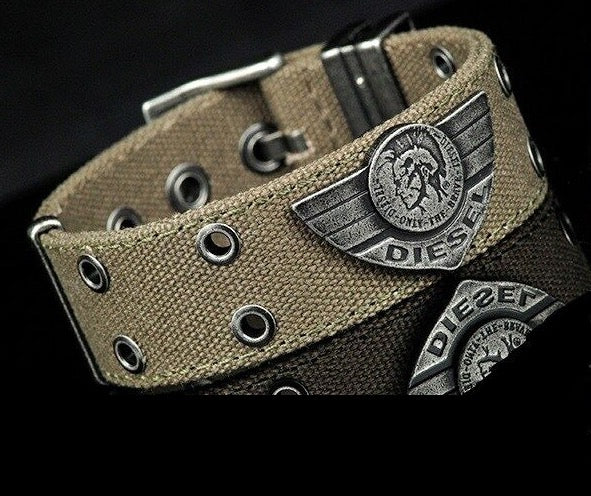 DIESEL MEN'S COMMANDER BRAVE MEN LOGO CANVAS BRACELET DX0565