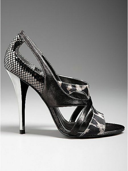 GUESS SANDALS HEELS PUMP NASRI PEWTER ANIMAL Sz. 9.5