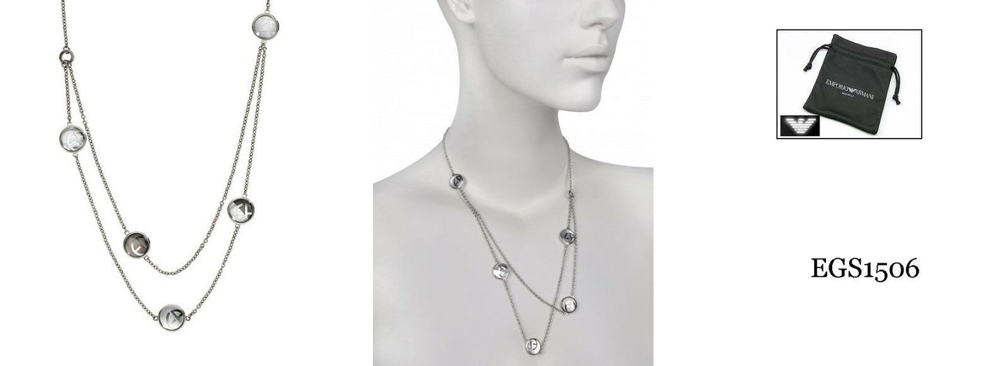 EMPORIO ARMANI LADIE'S 2 TONES LOGO NECKLACE EGS1506