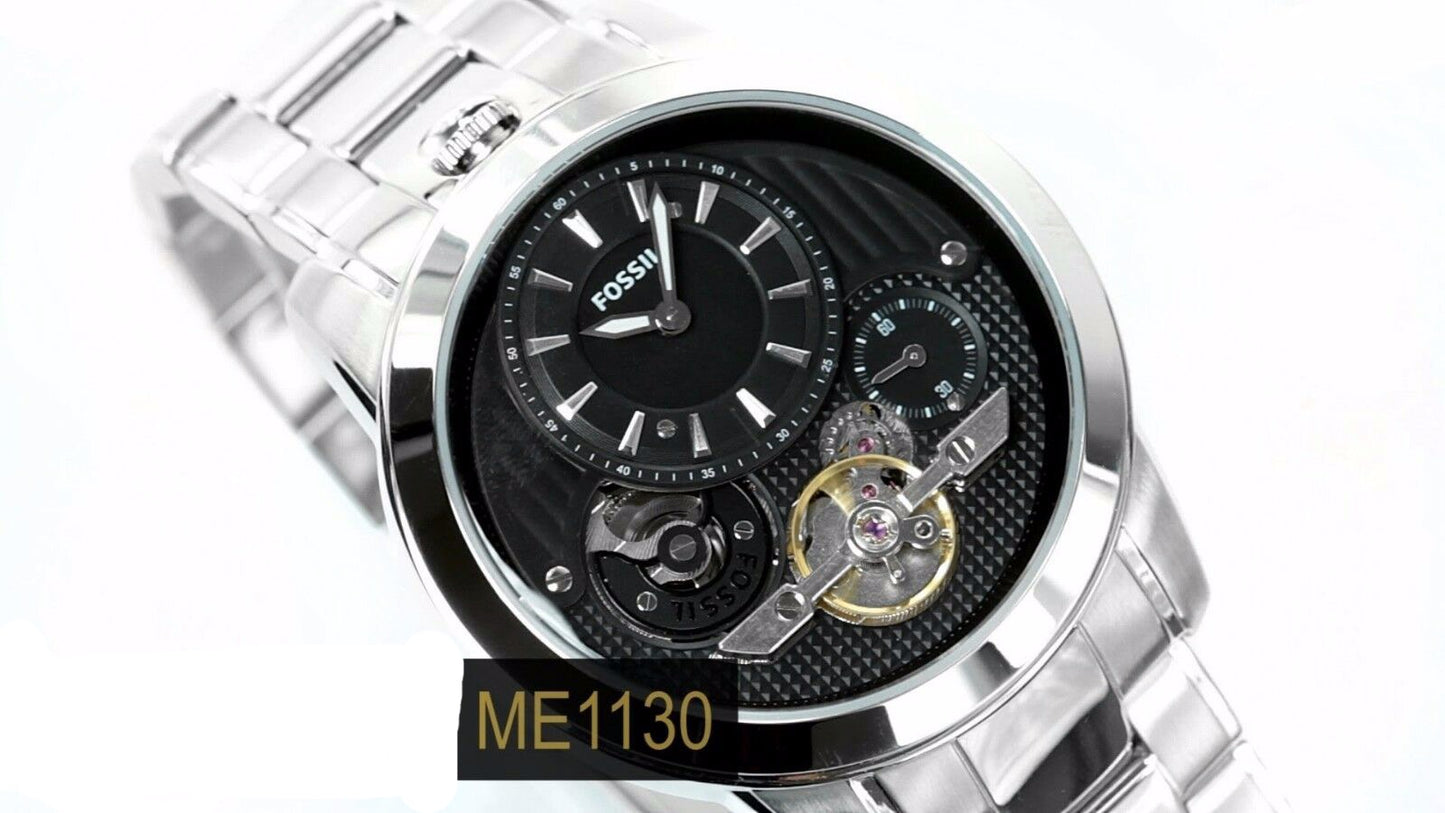 FOSSIL MEN'S TWIST SKELETON COLLECTION SILVER IP TOP WATCH ME1130