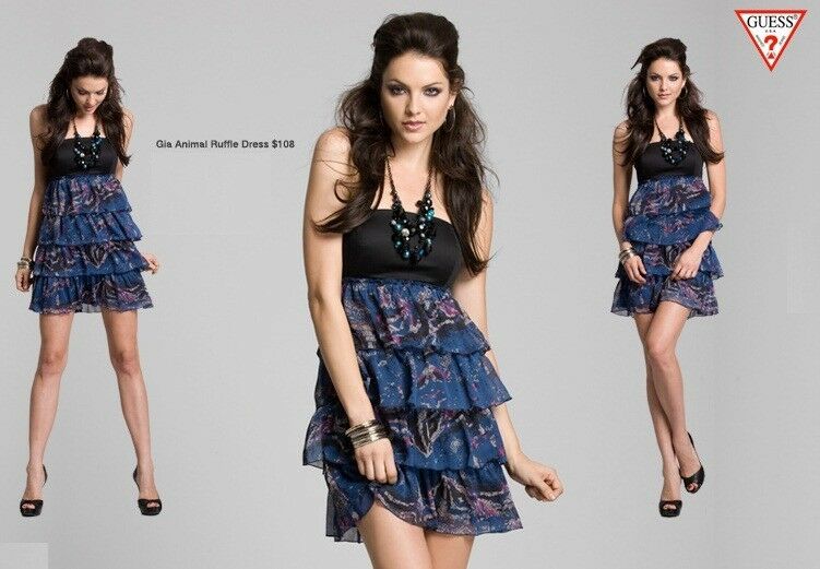 GUESS GIA ANIMAL PRINT RUFFLE DRESS Sz. XS/S