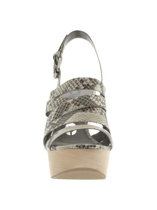 DKNYC LADIES NIKKI SANDALS SNAKE LIGHT GRAY HEELS S 7.5