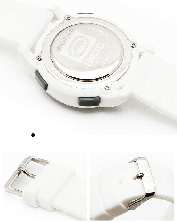 MARC ECKO MEN'S RUBBER BAND DIGITAL WHITE LCD WATCH E07503G2