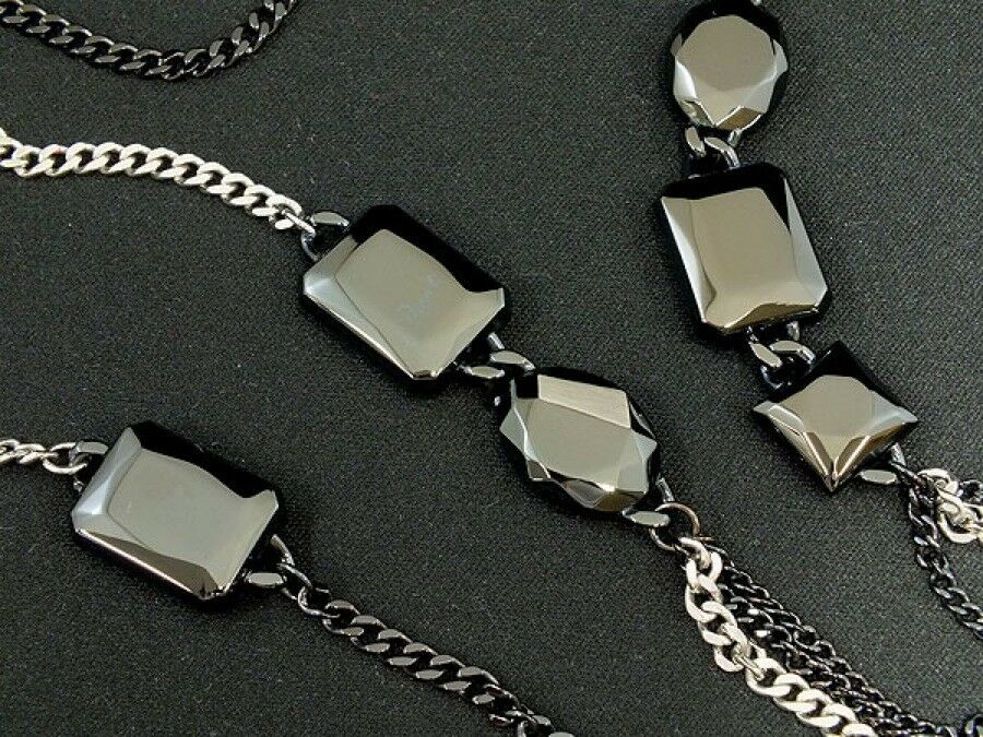 DIESEL WOMEN'S 2 TONES BLACK PENDANT NECKLACE DX0416