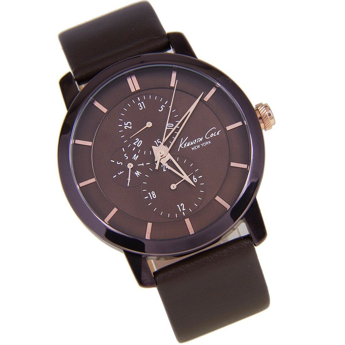 KENNETH COLE MEN'S LUXURY BROWN WITH ROSE GOLD WATCH KC8107