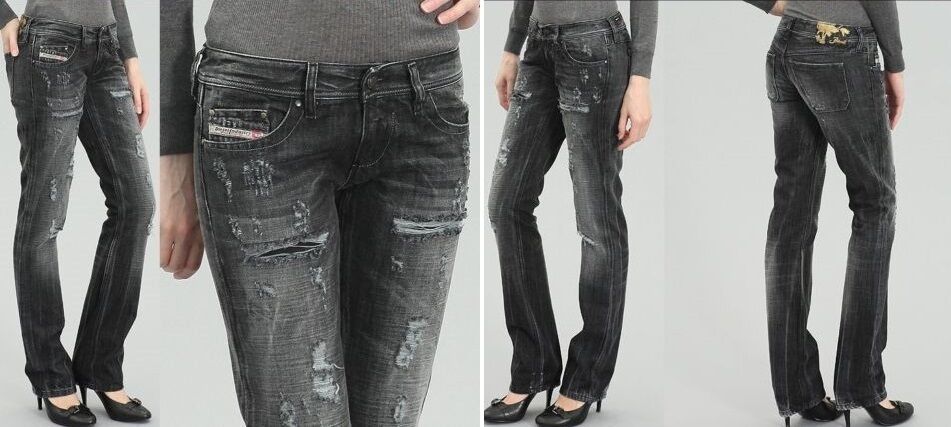NWT $270 DIESEL DESTROY WOMEN'S JEANS LOWKY 008ZB Sz. 25