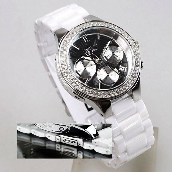 DKNY SEXY LUXURY WHITE CERAMIC COLLECTION MIRROR WATCH NY8894