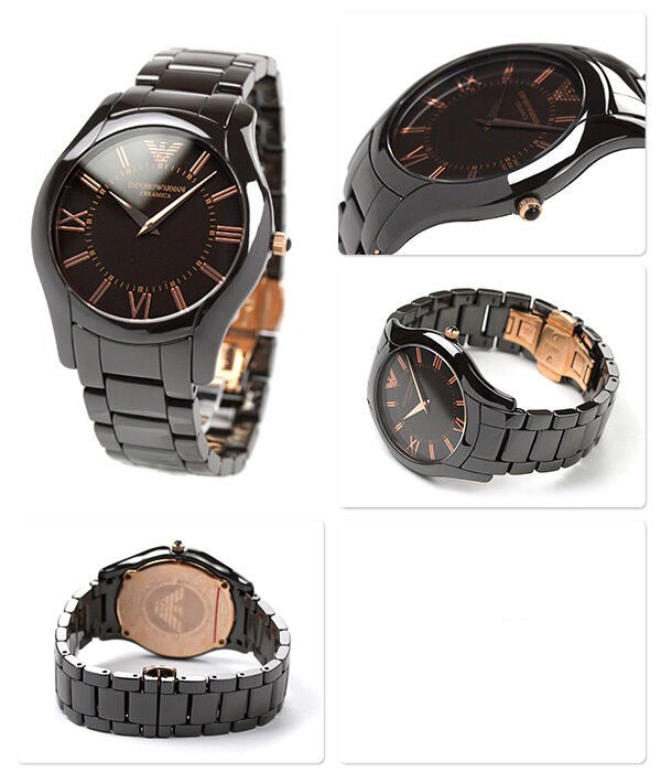 EMPORIO ARMANI MEN'S BROWN ULTRA SLIM CERAMIC WATCH AR1444