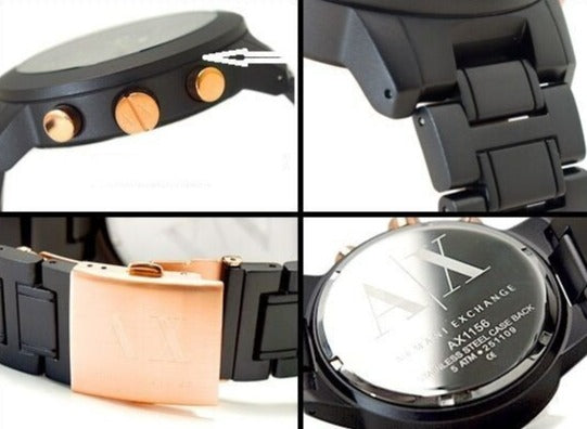 ARMANI EXCHANGE MEN'S ALUMINUM BLACK WITH ROSE GOLD WATCH AX1156