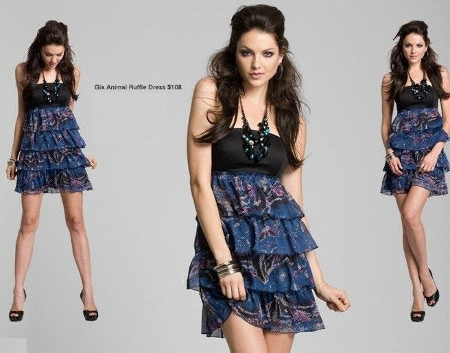 GUESS GIA ANIMAL PRINT RUFFLE DRESS Sz. 3