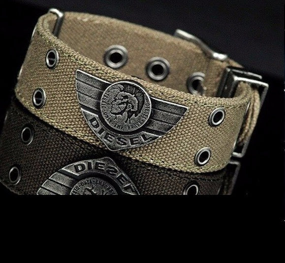 DIESEL MEN'S COMMANDER BRAVE MEN LOGO CANVAS BRACELET DX0565
