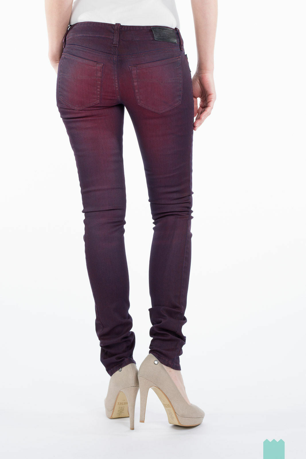Diesel Womens Marron Red (purple) Super Skinny Grupee jeans