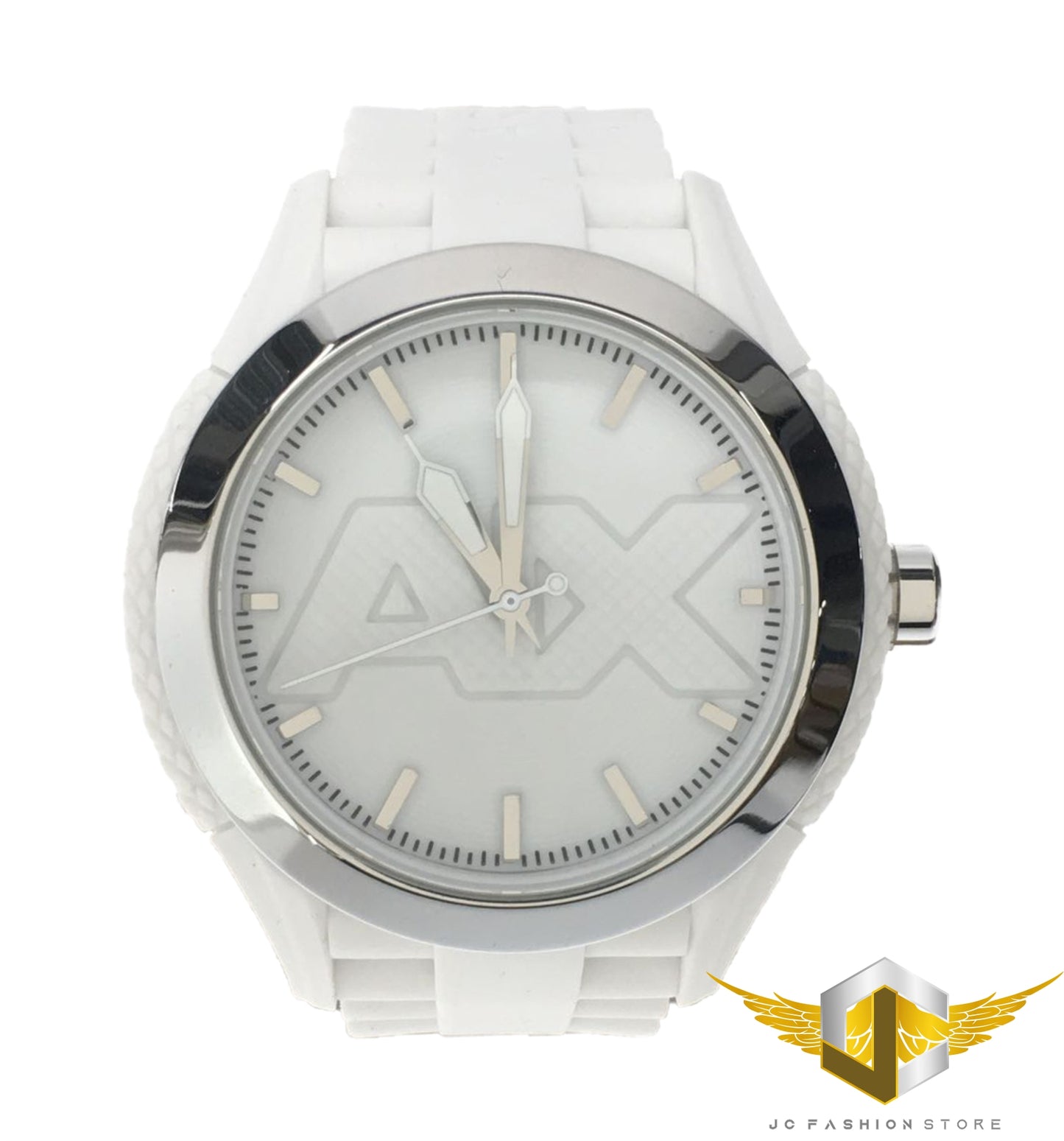 ARMANI EXCHANGE MEN'S RUBBER SIGNATURE WHITE WATCH AX1380