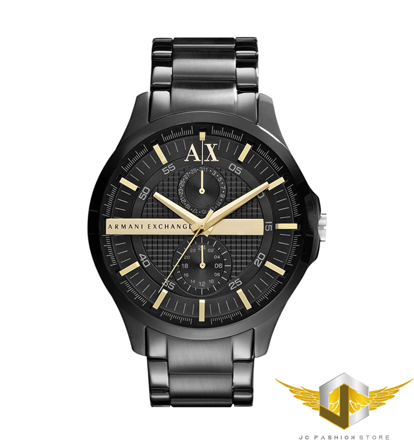 ARMANI EXCHANGE MEN'S COLLECTION THREE-HAND BLACK STEEL WATCH AX2121