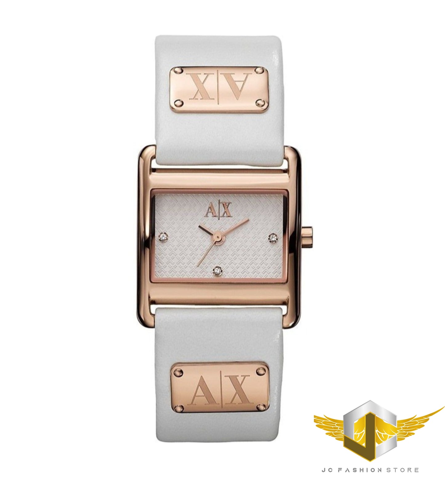 ARMANI EXCHANGE LADIES ROSE GOLD LEATHER BAND WATCH AX3113