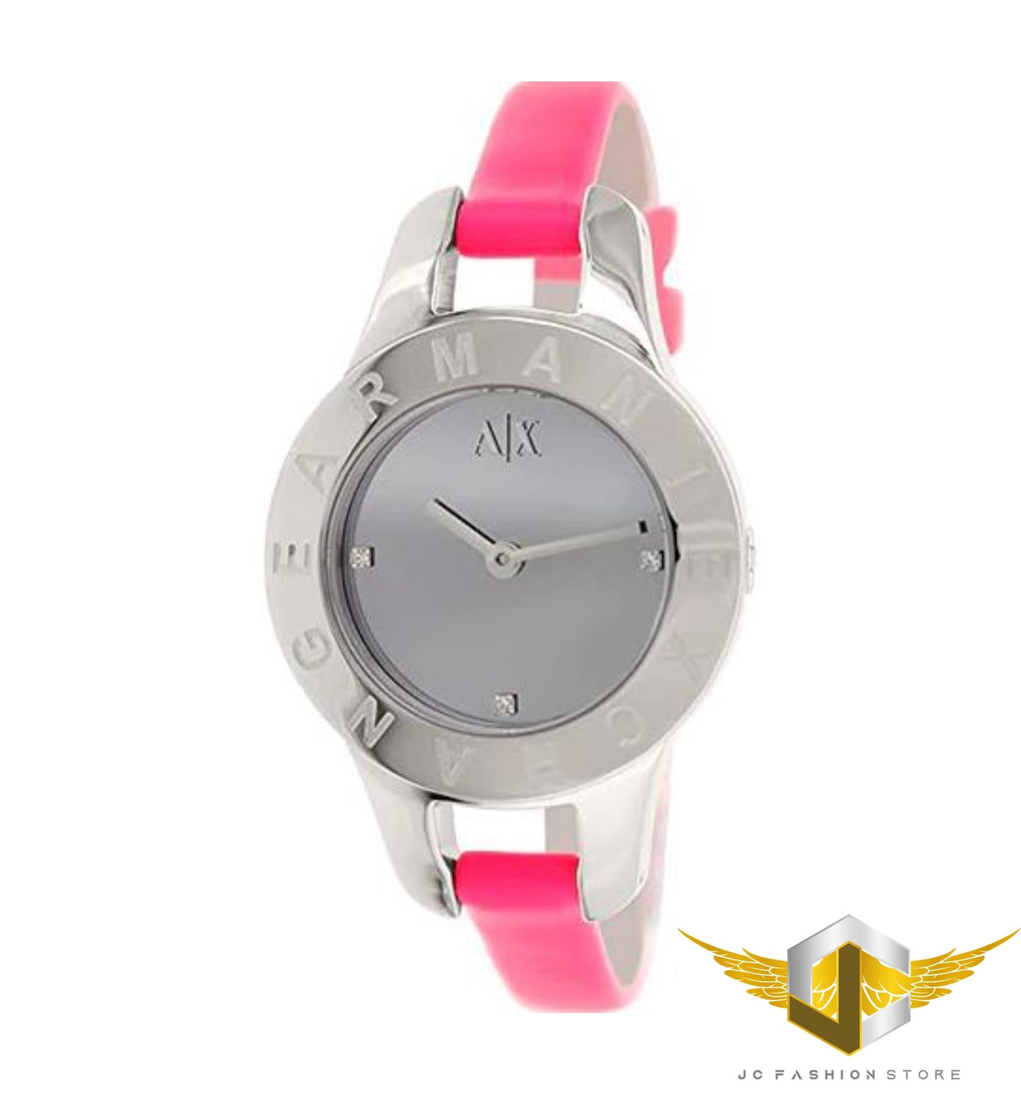 ARMANI EXCHANGE WOMEN'S PINK NEON LEATHER MIRROR WATCH AX4137